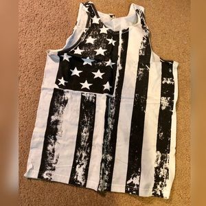 Mens black and white USA Flag tank top
